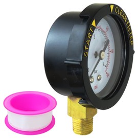 Suifaqi Pool Filter Pressure Gauge Replacement for Swimming Pool, Spa and Aquarium Valve Filter, Pressure Range to 60psi/4bar, 1/4" NPT Center Bottom Mount Connection(2025 New)