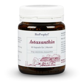 BioProphyl® Astaxanthin - 8 mg pure astaxanthin as extract of heamatococcus pluvialis with vitamin E to protect cells from oxidative stress - 60 vegetable capsules for 2 months