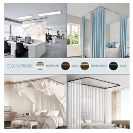 A&F Rod Décor - Caleb Multi-Angle Room Divider/Bedroom Canopy/Ceiling Rod Adjustable 66-120 inch One Sided - Cocoa