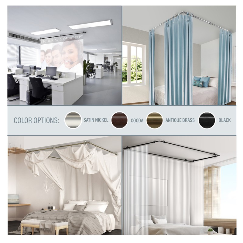 A&F Rod Décor - Caleb Multi-Angle Room Divider/Bedroom Canopy/Ceiling Rod