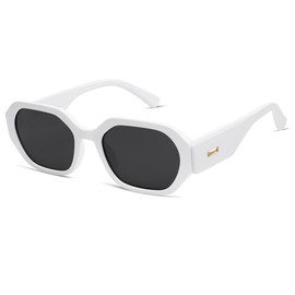 SOJOS Polarized Sunglasses For Women Retro Rectangle Womens Sun Glasses Trendy Narrow Square 90s Shades SJ2232 White Grey
