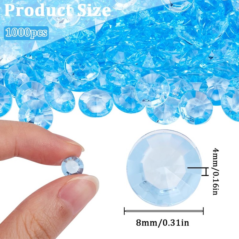 SOFPLATE 1000Pcs 7MM Blue Wedding Table Scatter Confetti Crystals Acrylic