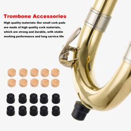 Yibuy 10Pcs Trombone Repair Cork Pad & 10x Bumper Musical Instrument Part Kit Wood Color