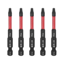 HARFINGTON 5pcs Impact Tough Torx Drill Bit T15 2.6" Length 1/4" Hex Shank S2 Steel Magnetic Insert Star 6 Point Head Screwdriver Bits