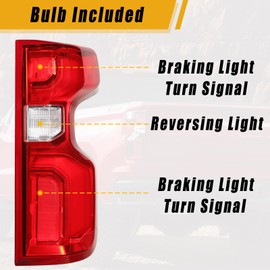 Boine Left Driver Side Tail Light Compatible With 2019-2023 Chevy Silverado 1500 2500HD 3500HD LED Model Rear Light Housing - Bulb and Harness Included (Led Typel, Left Driver Side)