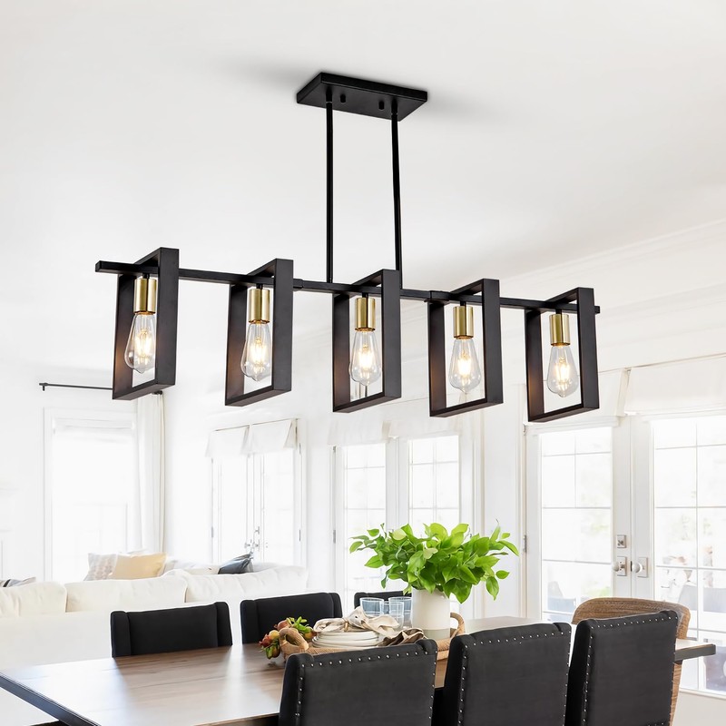Poroulux Farmhouse Kitchen Island Lighting Black Dining Room Lights Ceiling