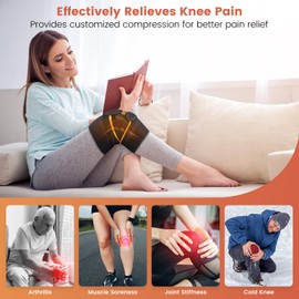 RENEO Electric Heating Pad for Knee Relief, Auto Shut-Off Wearable Knee Wrap, Elbow Heated Brace with Support, Discomfort Relief Gifts for Dad Mom Elders, 3 Heat Levels, Black