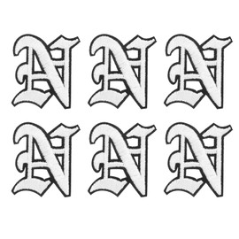 PATIKIL Old English Iron on Letter Patches, 6Pcs Embroidered Applique Sew on Iron on Patches for Clothing Backpacks Hats Jackets Shirts, Letter N