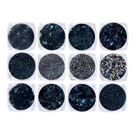 Decoracion Para Uñas Hoja Flakes Confetti Azul