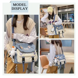 Extolove - Bolso bandolera para mujer, bandolera Kawaii, C- azul, M