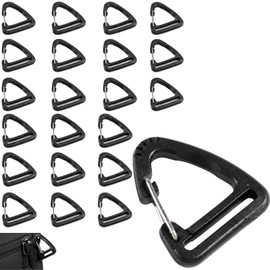 20Pcs Plastic Carabiner Clips, 1 Inch, Black Triangle Snap Hooks for Backpacks and Lanyards