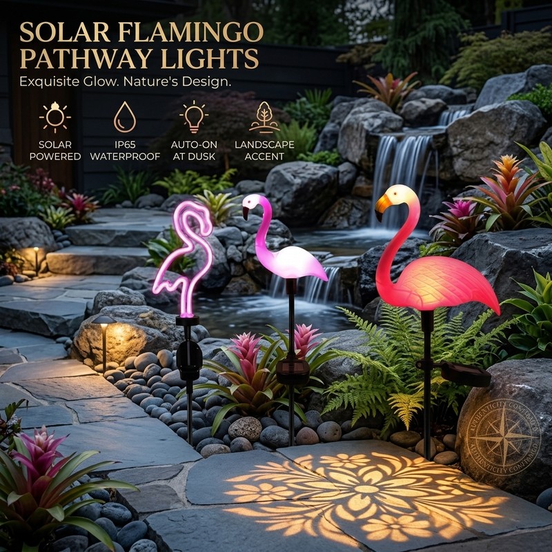 Solar Flamingo Garden Stake Lights for Outdoor Decor – 3