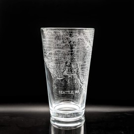 SEATTLE WASHINGTON Engraved City Street Map Beer Pint Glass | Perfect Drinking Gift Idea & Unique Decor!