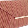 Striped Cork Envelope Casual Clutch, Red