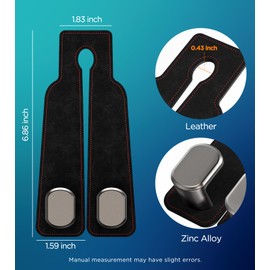 AMINOR 2 Pack Car Seats Hooks for Headrest, 2-in-1 Premium Leather Car Headrest Hanger with Metal Hooks, Car Seat Back Storage Hooks for Purses, Handbags, Phone (Black)