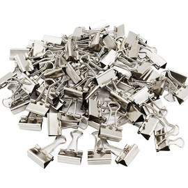 FSSTUD 100 Pcs 15mm Small Binder Clips Mini Paper Clamps Metal Document File Clamps Micro School Home Paper Clips Tiny Paperwork Clips for Office Business Supplies Silver