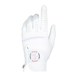 SIMPLE SYMBOL Women's Golf Glove Microfiber with Colorful Cabretta Leather Six Pack (Left & Right) Four Colors White/Sky/Orange/Red