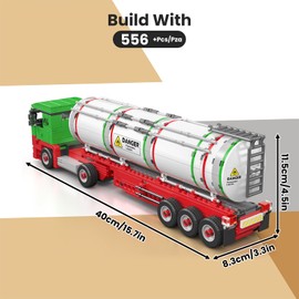 Mould King 24075 Tank Truck Model Building Block Kit, Creative Technology Truck Clamping Blocks Set, Car Model Block, Suitable for 8+ Children/Adult/Collectors (556 Pieces)