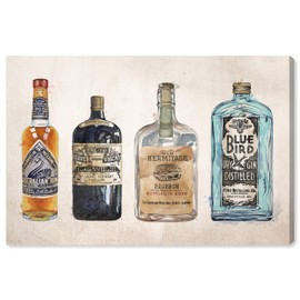 Wynwood Studio Drinks and Spirits Wall Art Canvas Prints 'Vintage Liquors' Home Décor, 30 in x 20 in, Blue, Orange