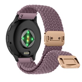 RosMank 22mm Braided Watch Band Compatible with Garmin Venu 3 / Venu 2 / Vivoactive 4 / Active, Nylon Woven Replacement Strap for Garmin Forerunner 265 / Forerunner 255, Purple