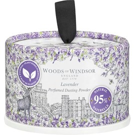 Woods of Windsor Lavender Perfumed Talcum Powder, Floral Dusting Powder with Body Puff, Scented Powder for Women to Help with Odor Control and Chafing, Lavender Scent 100g