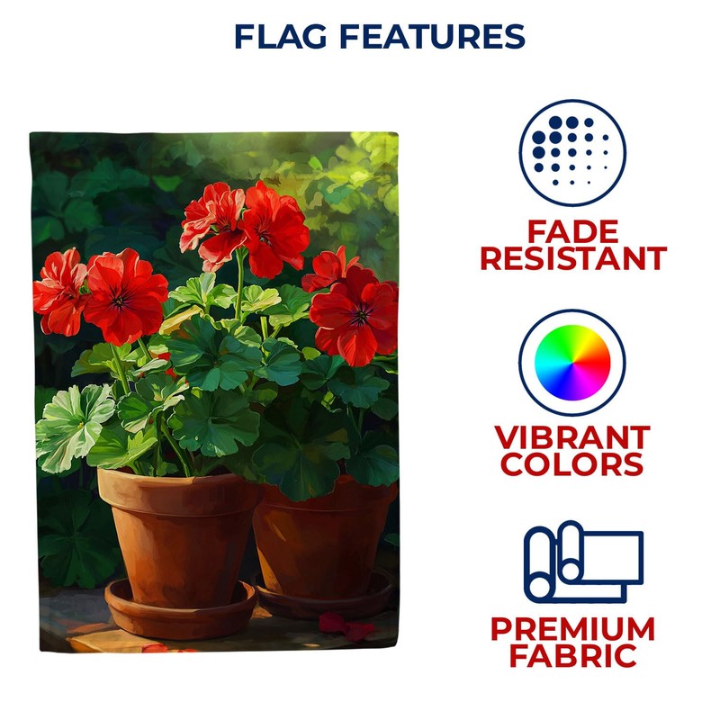 America Forever Red Geranium Pots House Flag, 28 x 40