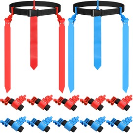 Hungdao 12 Players Flag Football Belts and Flags Adjustable Football Belts for Kids Teens Adults Team Training Sport Events(Red, Blue)