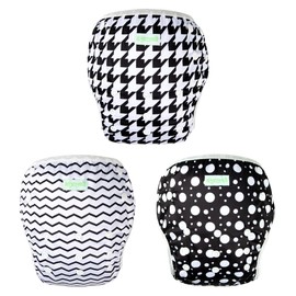 wegreeco Baby & Toddler Snap One Size Adjustable Reusable Baby Swim Diaper (Houndstooth, Large, 3 Pack)