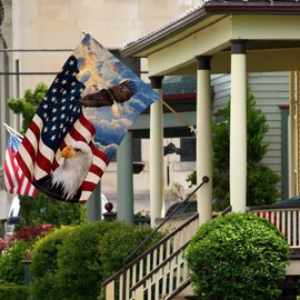 USA Flag Eagle Patriotic House Flag Vertical Double Sided, USA Flag 4th of July Memorial Day Independence Day Yard Outdoor Decoration 28 x 40 Inch