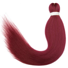 TESS Pre Stretched Braids Extensions, Synthetic Hair, Pre-Stretched Braiding Hair, 3 Pieces, 90 g/Bundle, Yaki Texture, 26 Inches (66 cm), Synthetic Hairpieces, Red