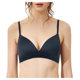 VANEVER Bras for Women, Non Wired Bras for Women, Padded Women's Bras, Ladies Bras with Hook and Eye Closure, Soft Cups, & Adjustable Straps, Navy 36C