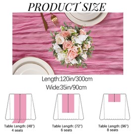 4 Pack Dusty Rose Cheesecloth Table Runner 35x120 Inch Boho Gauze Fabric Cheese Cloth Table Runner 10Ft Rustic Romantic Sheer Table Runners for Wedding Party Bridal Baby Shower Long Table Decoration