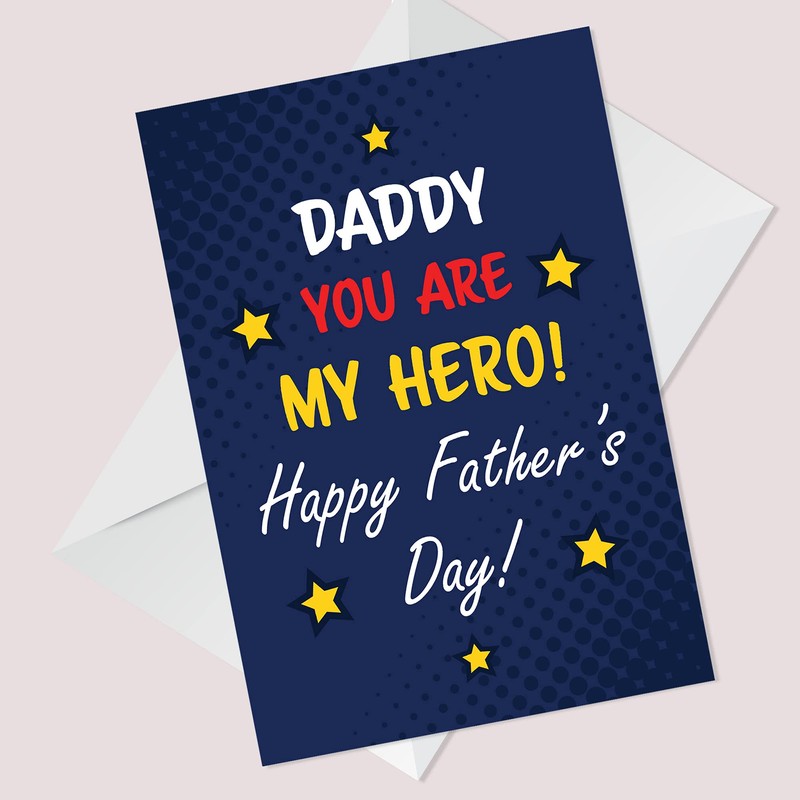 Daddy Card For Fathers Day A6 Card Superhero Theme Card