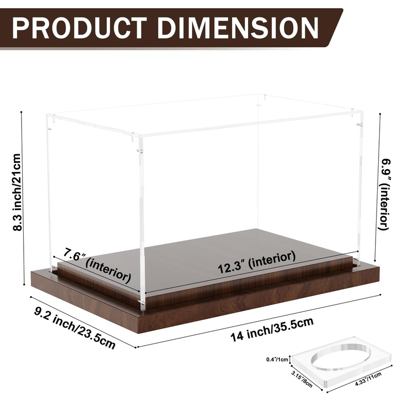VGMiu Football Display Case with Wood Base, Acrylic Football Case