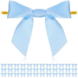 Artibetter Pack of 50 Satin Ribbon Bows for Tying Pre-Tied 3. 5 Blue Bows for Treat Bags Pre-tied Bows for Gift Wrapping Crafts Hanukkah Ornaments
