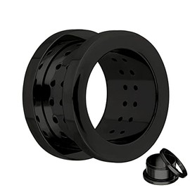 Treuheld® Breathable Ear Flesh Tunnel Black Steel, Stainless Steel