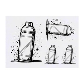 Azeeda 4 x 'Sprühdose' Temporäre Tattoos - Wasserfest, Hautfreundlich & Ungiftig · Transfers in Verschiedenen Größen (TO00069464)