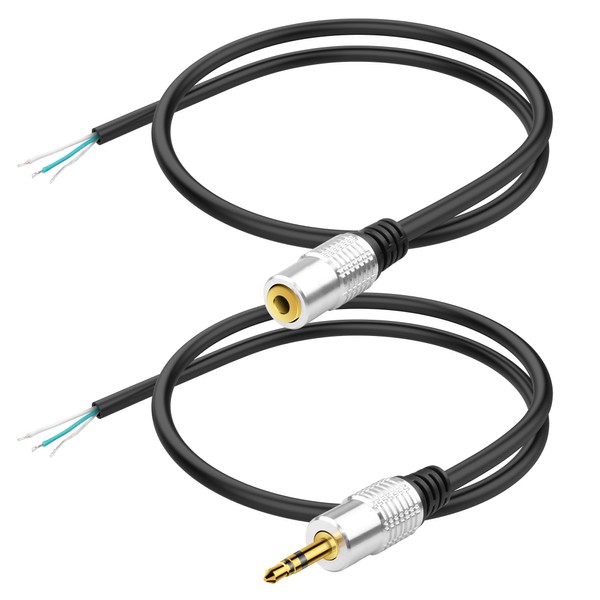 YACSEJAO 3.5mm Plug to Bare Wire Stereo Audio Cable 1/8"