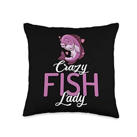 Fishbowl Fishkeepers Fish Lovers Aquarium Addict C Crazy Lady Pet Fish Petmom Aquarium Fishkeeping Lovers Throw Pillow, 16x16, Multicolor