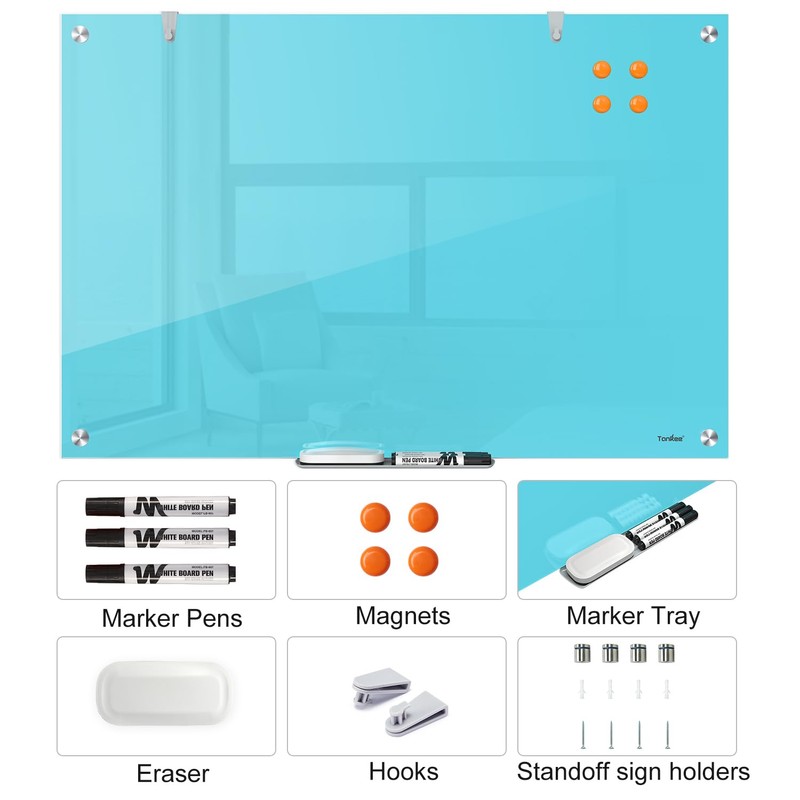 White Board Dry Erase Board 36x24 Inches Magnetic Glass Whiteboard,
