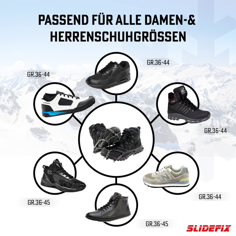 slidefix Shoe spikes anti-slip risk. Helps with snow and ice.