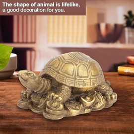 Brass Turtle Statue, Turtles Figurines Feng Shui Decor Brass Animal Sculpture Bronze Collectibles Statues Good Luck Ornaments for Home Office Decor