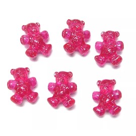 JOLLY STORE Crafts® Teddy Bear pony beads 24pc Transparent Hot Pink  Sparkle Jolly Store Crafts