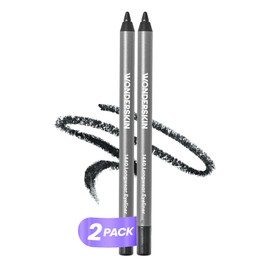 Wonderskin 1440 Longwear Black Glitter Eyeliner Pencil, 2 Pack - Waterproof, Sharpenable Eyeliner & Smudge Proof Eye Liner Pencils (Black Truffle)