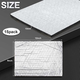 Nuanchu 15 Pack 512mil 11.2sqft Thickened Sound Deading Material for Cars 9 x 12 Inch 13mm Car Insulation Heat Sound Deadener with Audio Noise Insulation and Vibration Dampening Aluminum Foil Finish