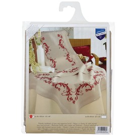 Vervaco Embroidery: Runner: Red Leaf Design, 100% Cotton, Multi-Colour, 40 x 2 x 20 cm