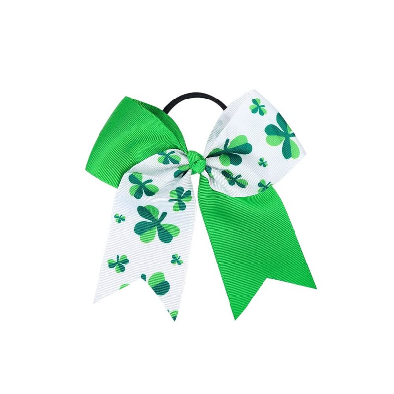 St Patricks Cheer Bows Girls Green Glover Shamrock Hair Bow