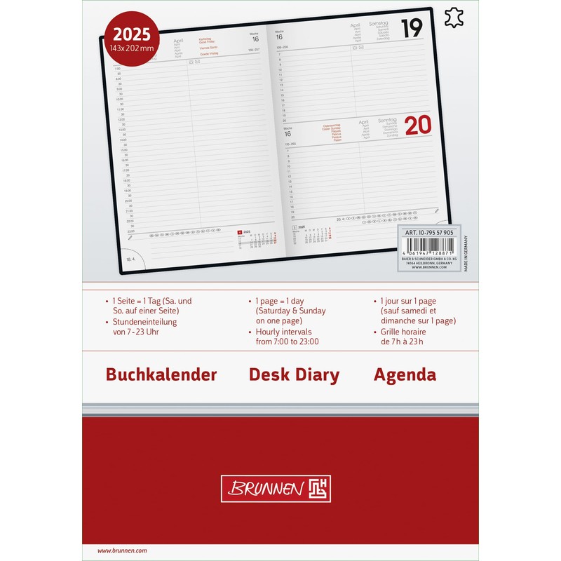 BRUNNEN Book Calendar Model 795 (2025), 1 Page = 1