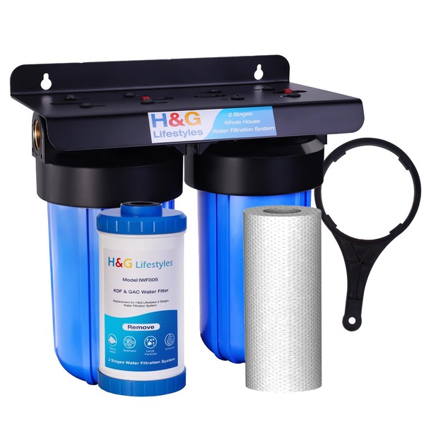 H&G Lifestyles 2-Stage Whole House Water Filtration System, GAC KDF