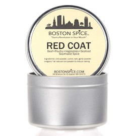 Boston Spice Red Coat Handmade Gourmet Southwest USA Mexican Seasoning Blend For Rice Tacos Burritos Fajitas Enchiladas Beef Steak Poultry Chicken Pork Vegetables 1 Cup of Spice Metal Tin 5.8oz/165g